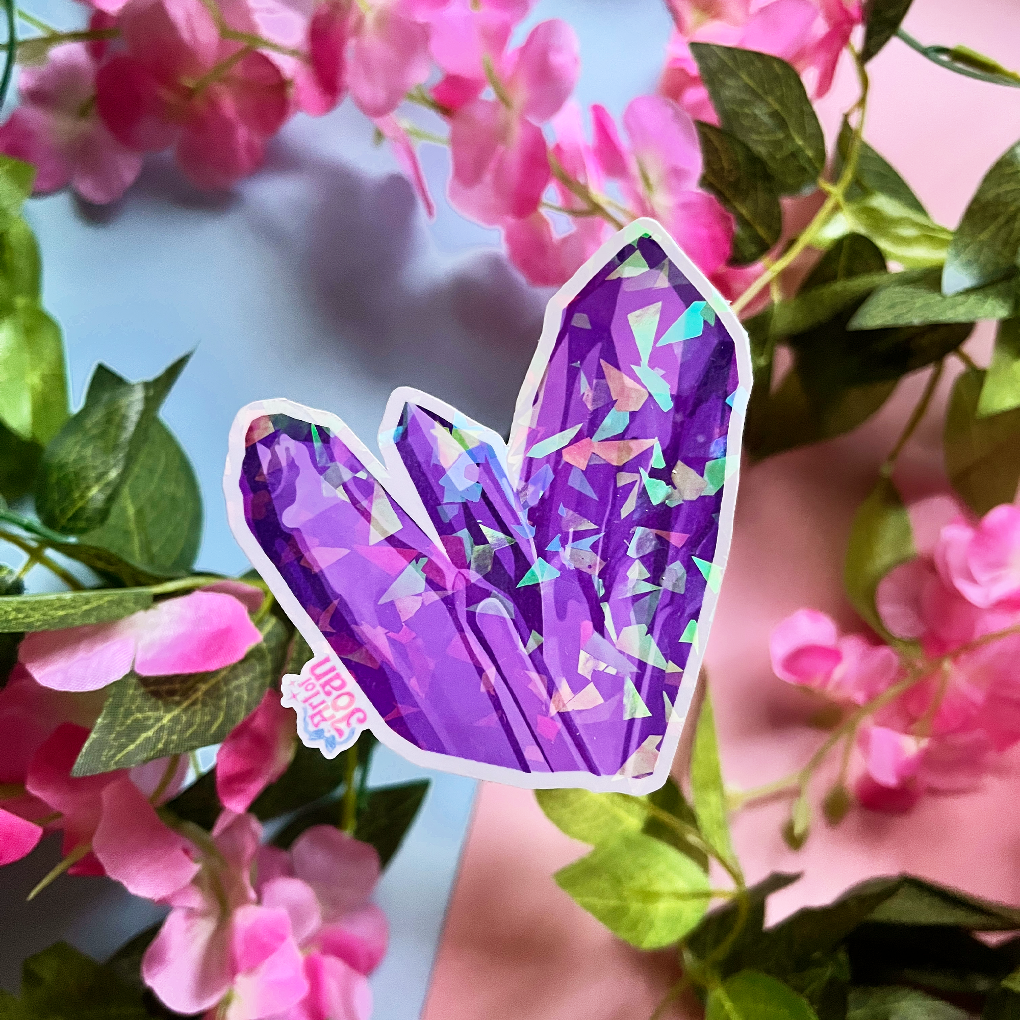 Amethyst Crystal Holographic Sticker