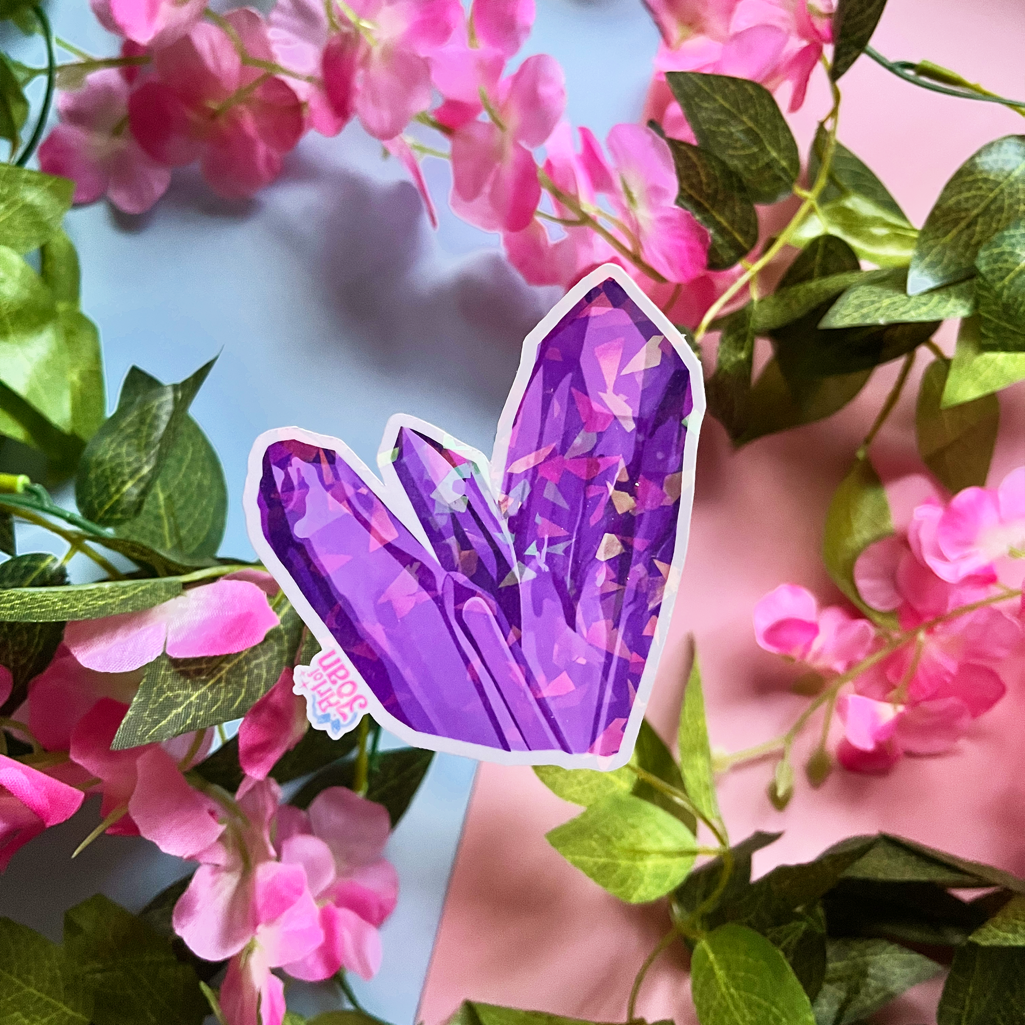 Amethyst Crystal Holographic Sticker
