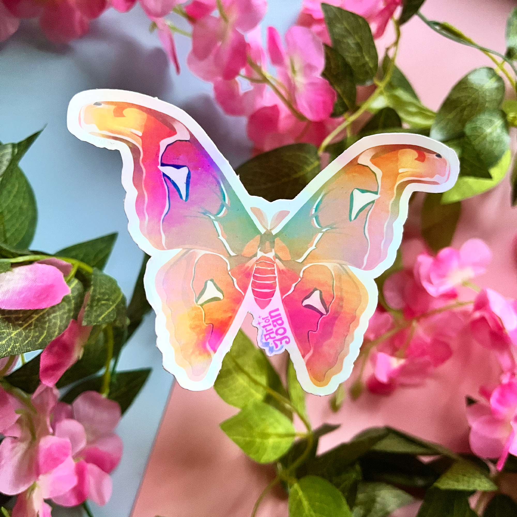 Atlas Moth Holographic Sticker