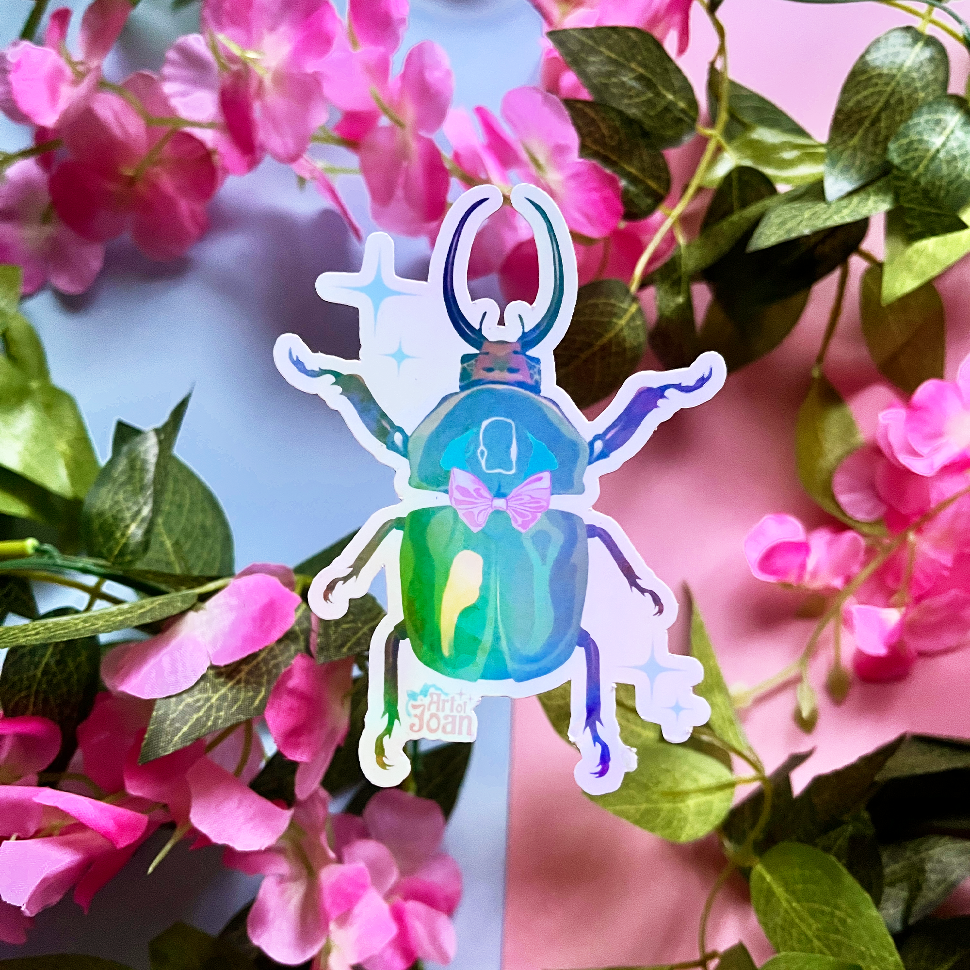 Cute Beetle Holographic Sticker