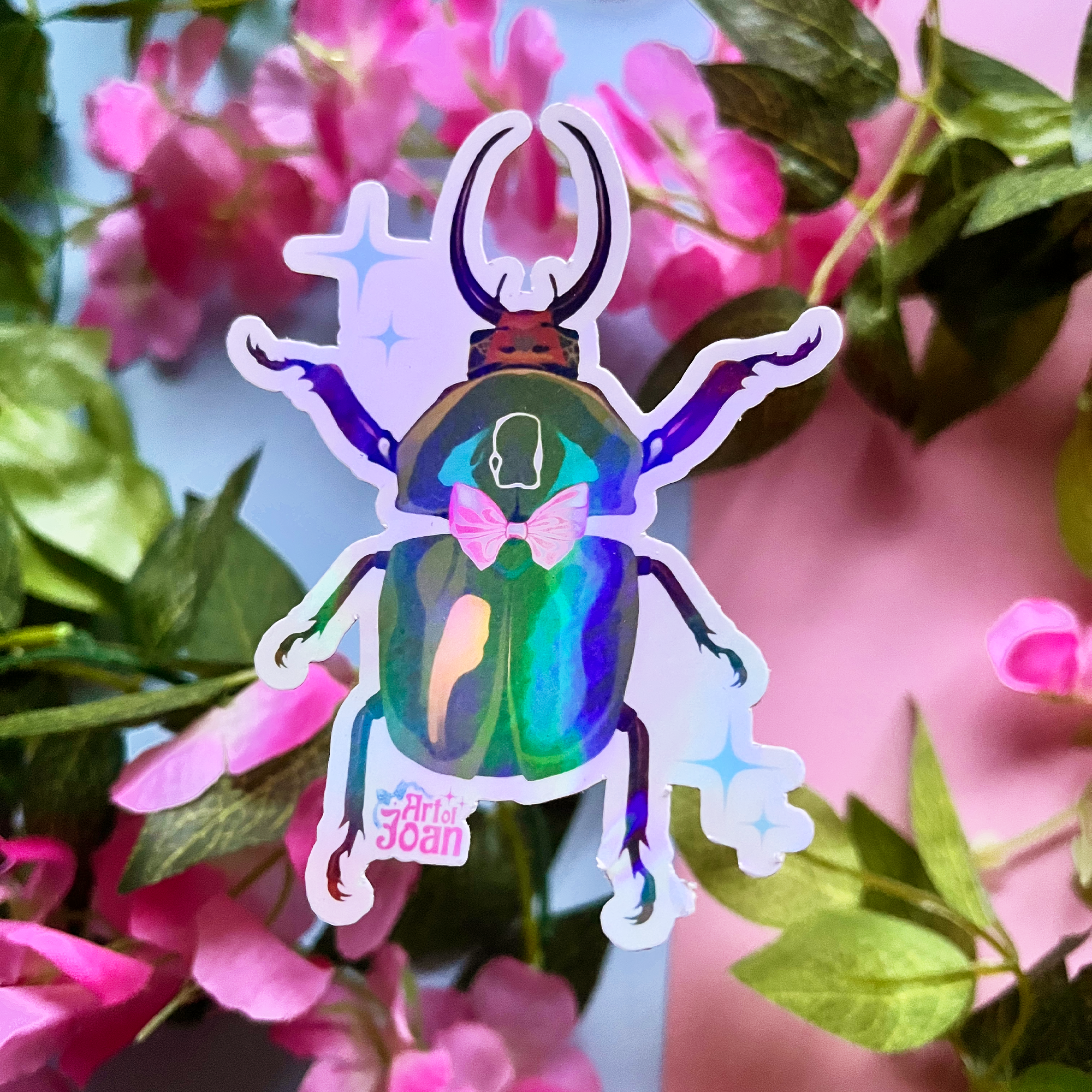 Cute Beetle Holographic Sticker