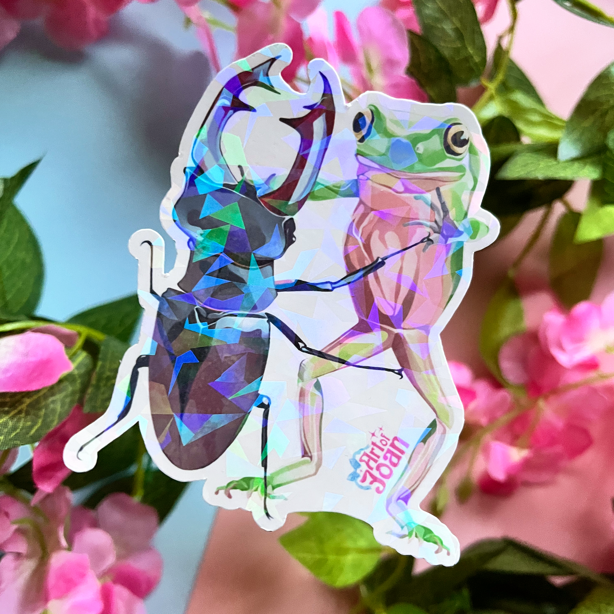 Frog & Beetle Dance Holographic Sticker