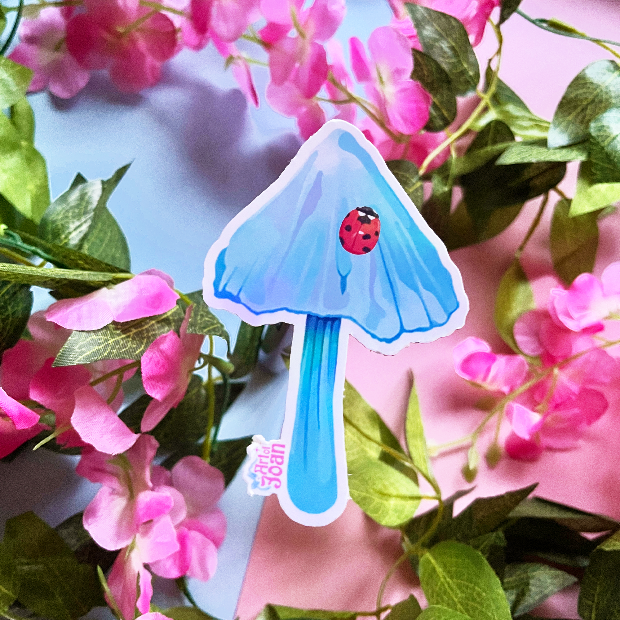 Blue Mushroom Holographic Sticker