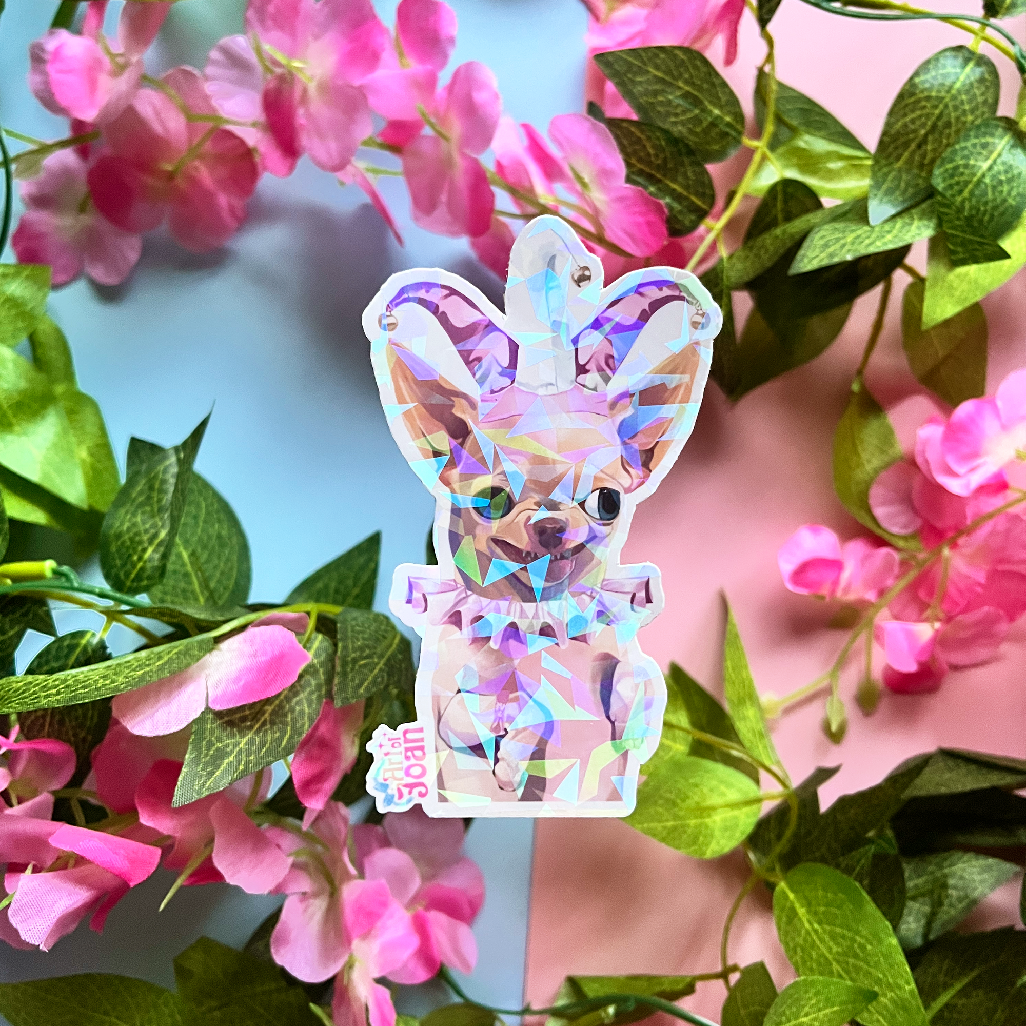 Jester Dog Holographic Sticker