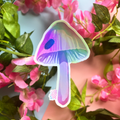 Purple Mushroom Holographic Sticker