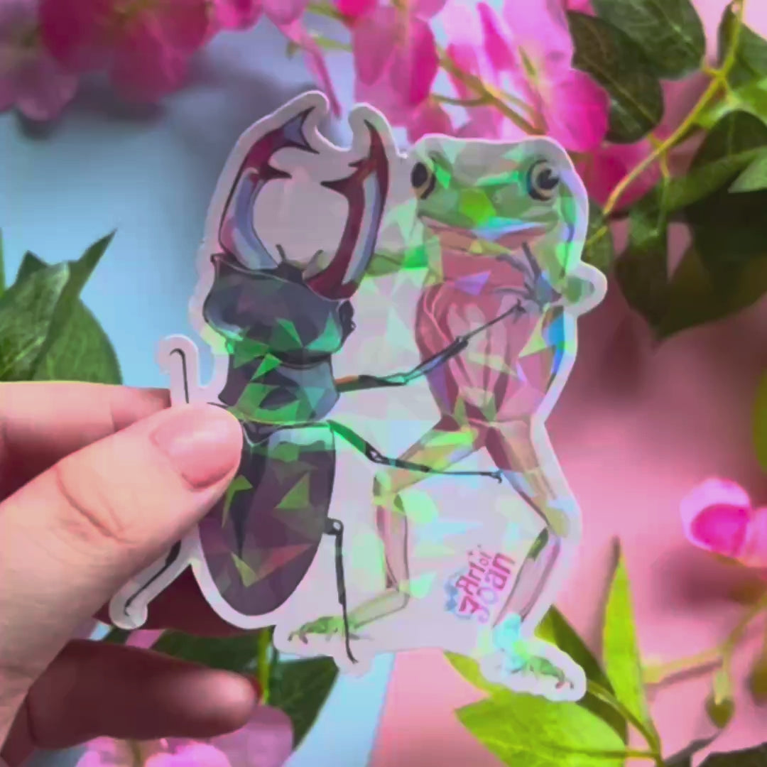 Frog & Beetle Dance Holographic Sticker