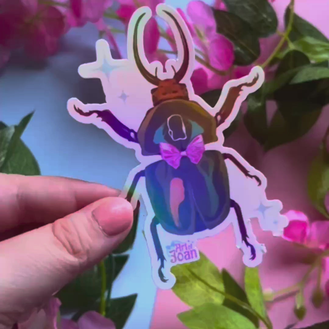 Cute Beetle Holographic Sticker