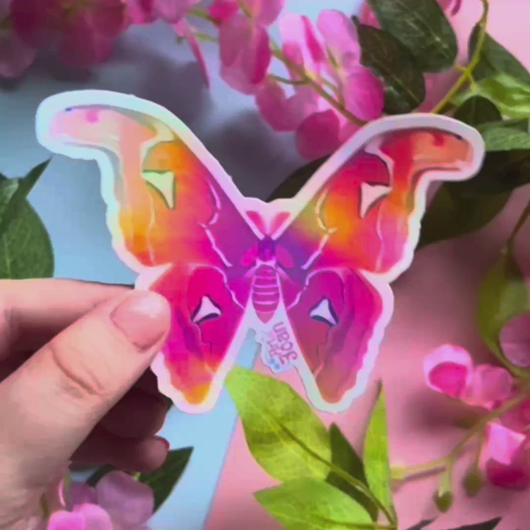 Atlas Moth Holographic Sticker